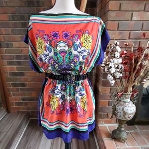 Just Ginger Floral Print Boho Style Belted Blouse